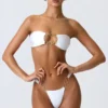 Braguitas de bikini cheeky con tirantes anchos y adornos Sunray en blanco
