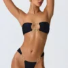 Braguitas de bikini cheeky con tirantes anchos y adornos Sunray en negro