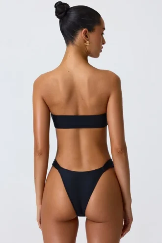 Braguitas de bikini cheeky con tirantes anchos y adornos Sunray en negro