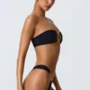 Braguitas de bikini cheeky con tirantes anchos y adornos Sunray en negro