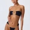Braguitas de bikini cheeky con tirantes anchos y adornos Sunray en negro
