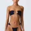 Braguitas de bikini cheeky con tirantes anchos y adornos Sunray en negro