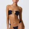 Braguitas de bikini cheeky con tirantes anchos y adornos Sunray en negro