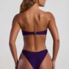 Braguitas de bikini cheeky de corte alto con adornos de abalorios Palau en morado oscuro