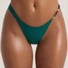Braguitas de bikini cheeky de corte alto con adornos de abalorios Palau en verde jade