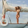 Braguitas de bikini cheeky de Masia con doble tirante en cuadros amarillos