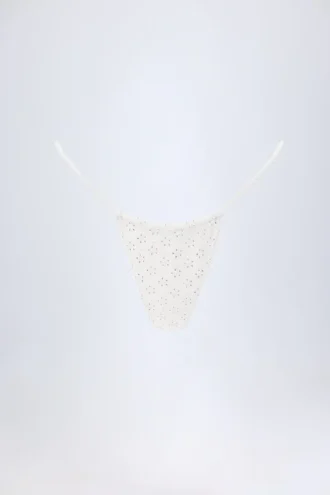 Braguitas de bikini con cordón Bosa de encaje inglés en blanco