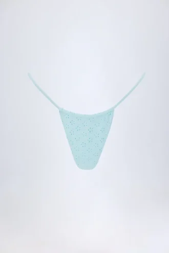 Braguitas de bikini con cordón y bordado inglés de Bosa en azul polvo