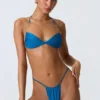 Braguitas de bikini con fruncidos Delray en azul océano