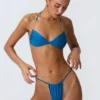 Braguitas de bikini con fruncidos Delray en azul océano