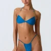 Braguitas de bikini con fruncidos Delray en azul océano