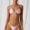 Braguitas de bikini de doble tirante y detalle de perlas Mabe en rosa suave