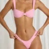 Top de bikini con fruncidos Valencia en rosa algodón de azúcar