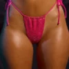 Braguitas de bikini tanga con cordón en rosa intenso