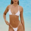 Braguitas de bikini tanga con cordón y adornos Bali en blanco