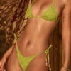 Braguitas de bikini tanga con detalle Cebu Charm en verde oliva