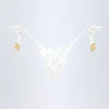 Braguitas de bikini tanga con lazo lateral y abalorios Cebu en blanco leopardo con pedrería