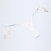 Braguitas de bikini tanga con lazo lateral y abalorios Cebu en blanco leopardo con pedrería