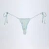 Braguitas de bikini tanga con lazos laterales Nieva en estampado floral azul
