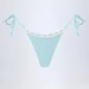 Braguitas de bikini tanga con lazos laterales Vernazza de broderie anglaise en azul polvo