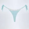 Braguitas de bikini tanga con lazos laterales Vernazza de broderie anglaise en azul polvo