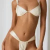 Braguitas de bikini tanga fruncidas Mahina en blanco perla