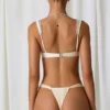 Braguitas de bikini tanga fruncidas Mahina en blanco perla