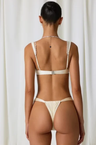 Braguitas de bikini tanga fruncidas Mahina en blanco perla