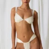 Braguitas de bikini tanga fruncidas Mahina en blanco perla