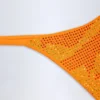 Braguitas de bikini tipo tanga con adornos Jalama en estampado tropical naranja