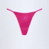 Braguitas de bikini tipo tanga con adornos Jalama en estampado tropical rosa