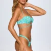 Braguitas de bikini tipo tanga con fruncidos Cagliari en estampado multicolor azul