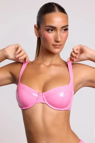 Bralette con aros de vinilo Estelle en rosa