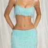 Bralette con flecos Aerin en azul aguamarina