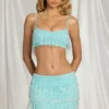 Bralette con flecos Aerin en azul aguamarina