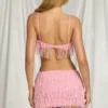 Bralette con flecos Aerin en rosa algodón de azúcar