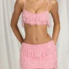 Bralette con flecos Aerin en rosa algodón de azúcar