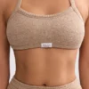 Bralette de cuello redondo en rizo de toalla, color marrón moca