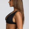 Bralette de felpa con cuello en V para estar por casa en negro