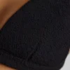 Bralette de felpa con cuello en V para estar por casa en negro
