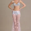 Pantalones Cortos de malla con lentejuelas Celina de talle medio en color plateado