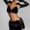 Bralette triangular de piel sintética Riana en negro