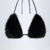 Bralette triangular de piel sintética Riana en negro