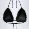 Bralette triangular de piel sintética Riana en negro