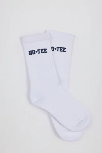 Calcetines de media caña acanalados en blanco