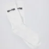Calcetines de media caña acanalados en blanco