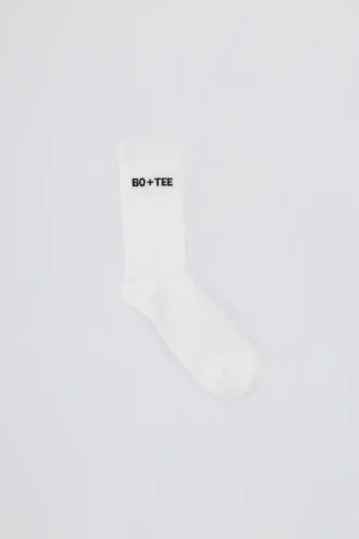 Calcetines de media caña acanalados en blanco