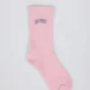 Calcetines de media caña acanalados en rosa empolvado