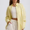 Camisa oversize de popelín de algodón a rayas en amarillo