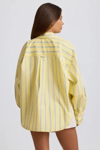 Camisa oversize de popelín de algodón a rayas en amarillo
